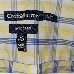 Croft & Barrow Men's L/S Blue and Yellow Checkered Button Down Shirt Sz 32/33